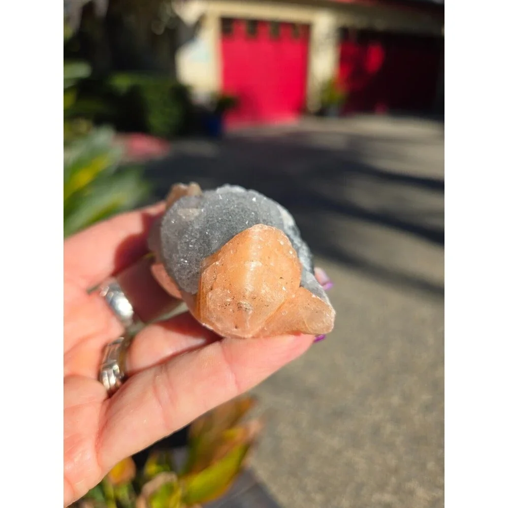 Apophyllite Gray Chalcedony Peach Stilbite Zeolite Crystal, 115g